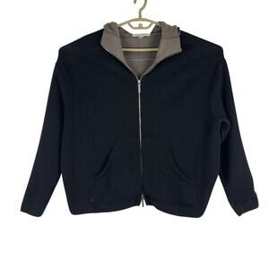 Manrico Cashmere Black Beige Hoodie Zip Jacket 100% Cashmere Men's Medium